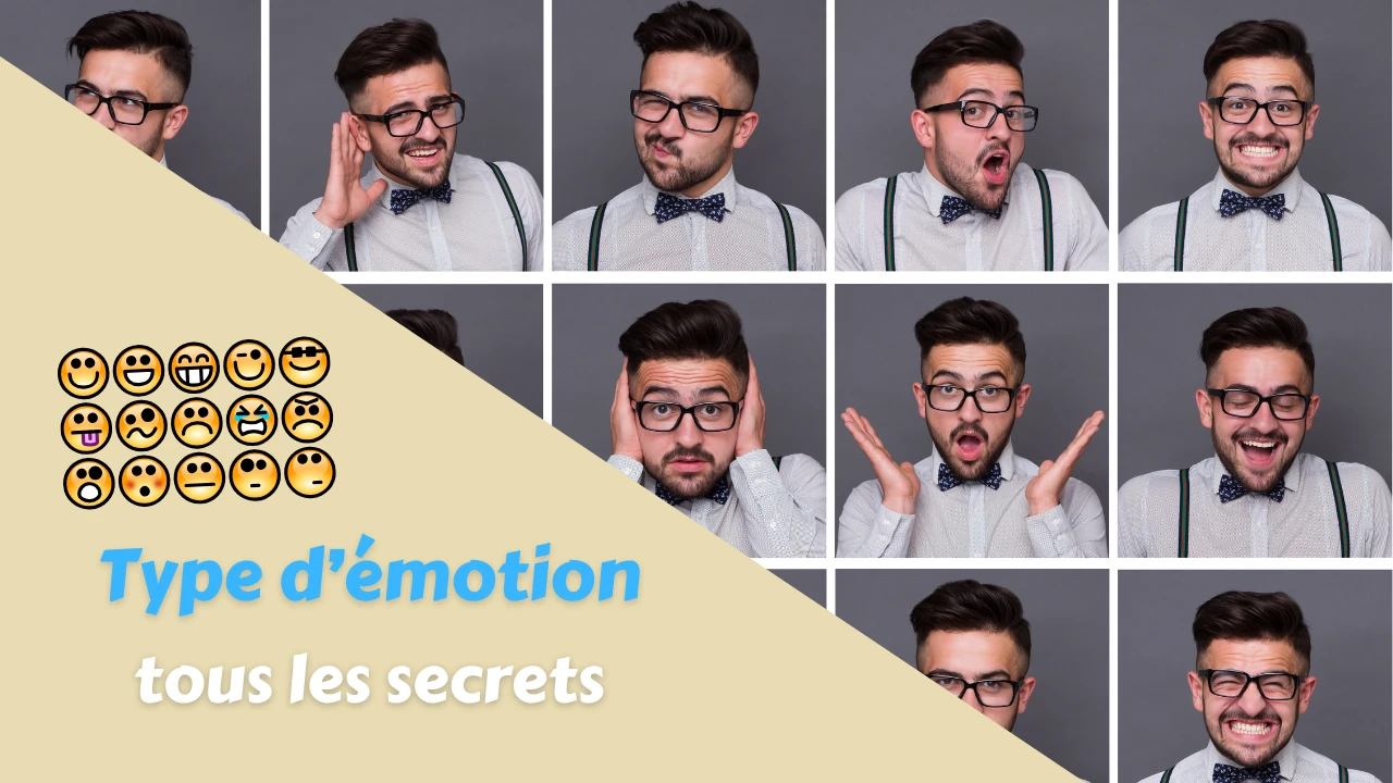 Type d'émotion. Un homme sous différentes émotions