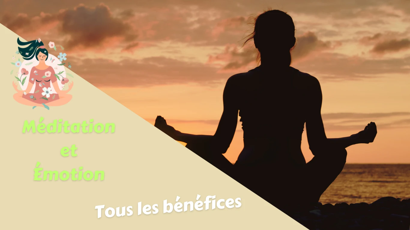 Femme qui médite devant magnifique coucher de soleil pour ses émotions